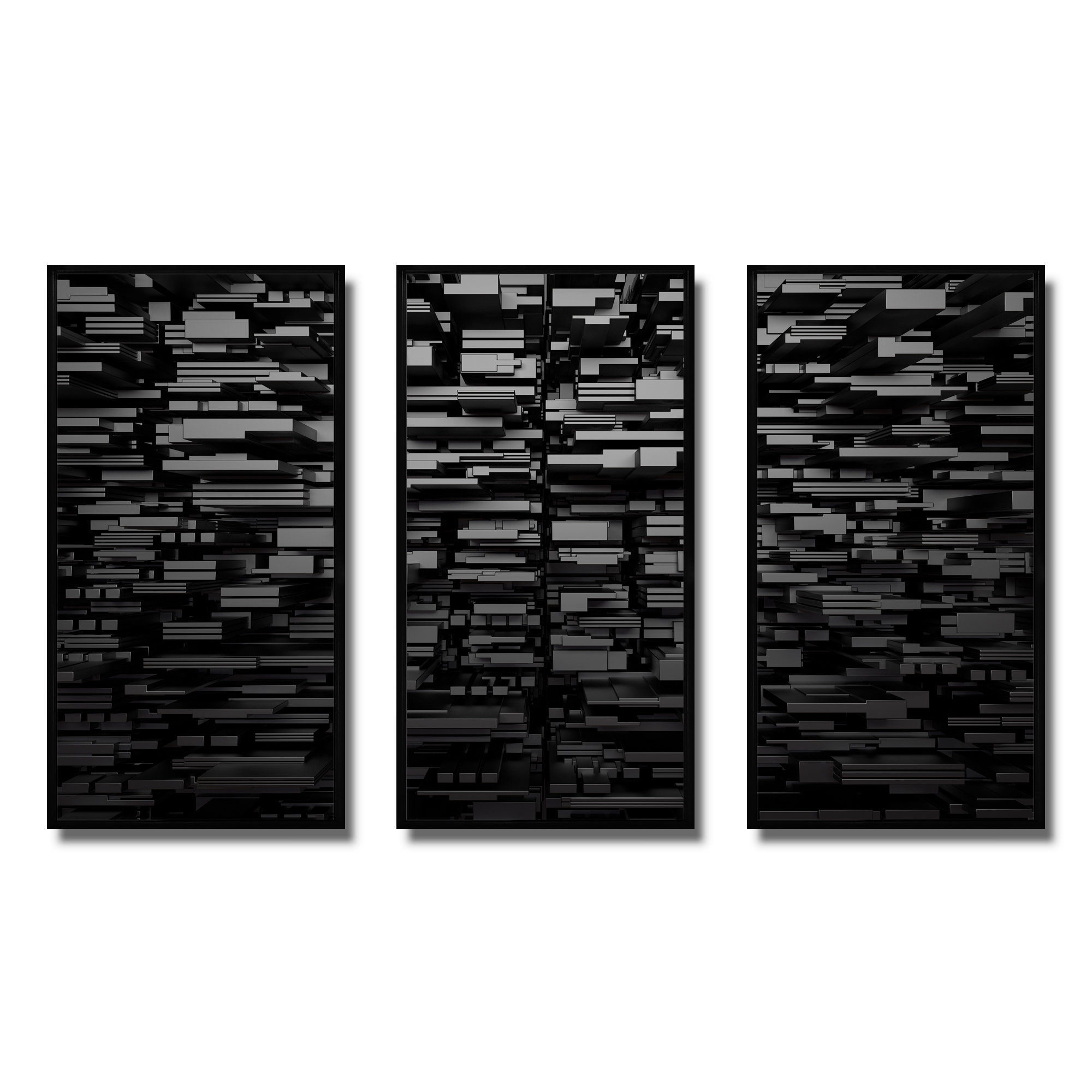 Wade Logan® Black/Gray 3D Geometric Background Abstract Framed Canvas